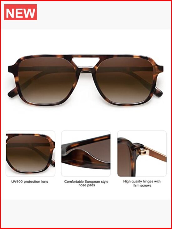 Retro Aviator Sunglasses Women Men Rectangular Shades UV400 Protection